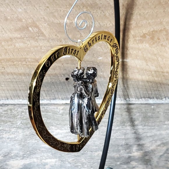 1993 Hallmark Keepsake Ornament - Our First Christmas Silver Plated Copper Twirl - Picture 6 of 7